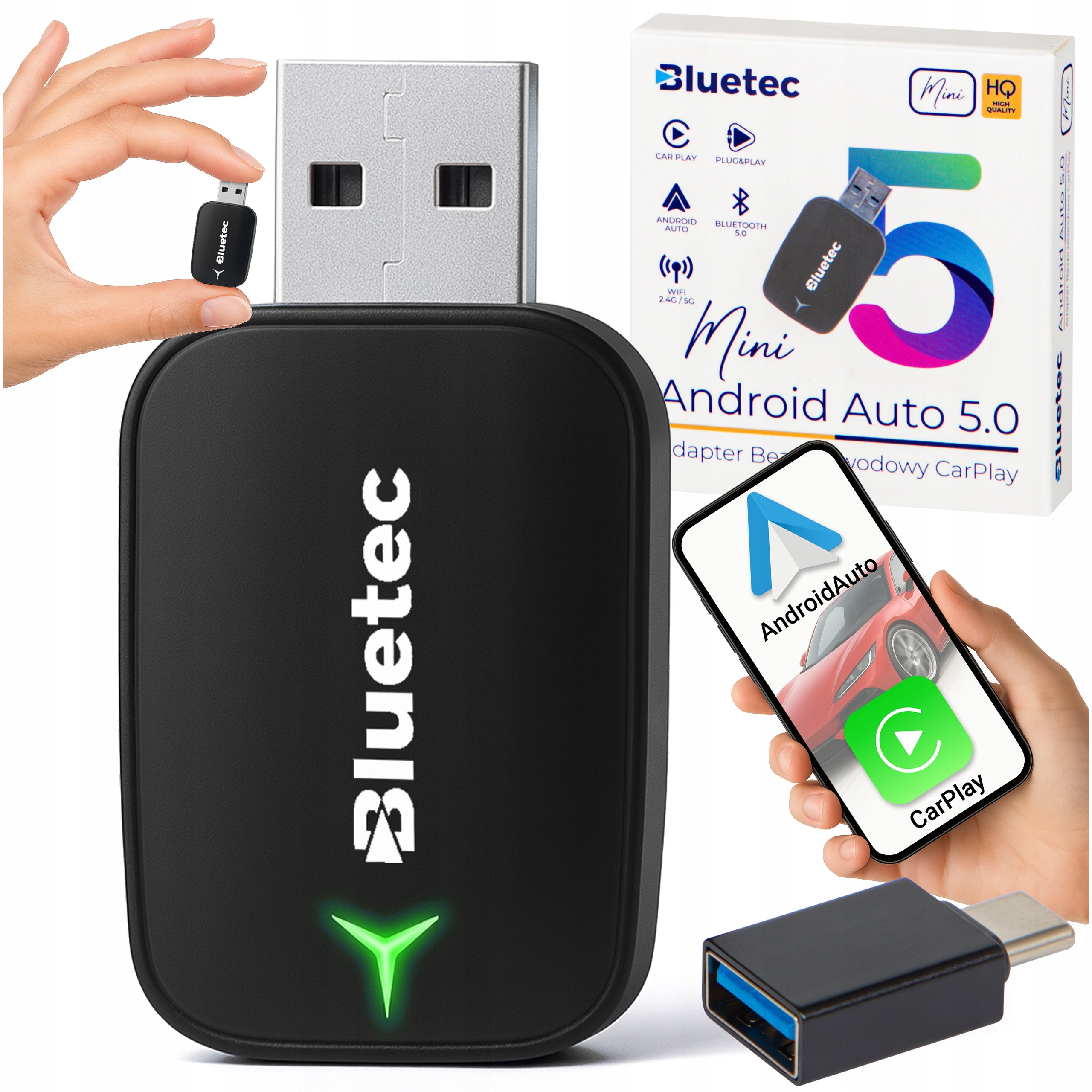 WIRELESS ADAPTER MODULE CARPLAY ANDROID AUTO WIFI BLUETOOTH 5.0 MINI