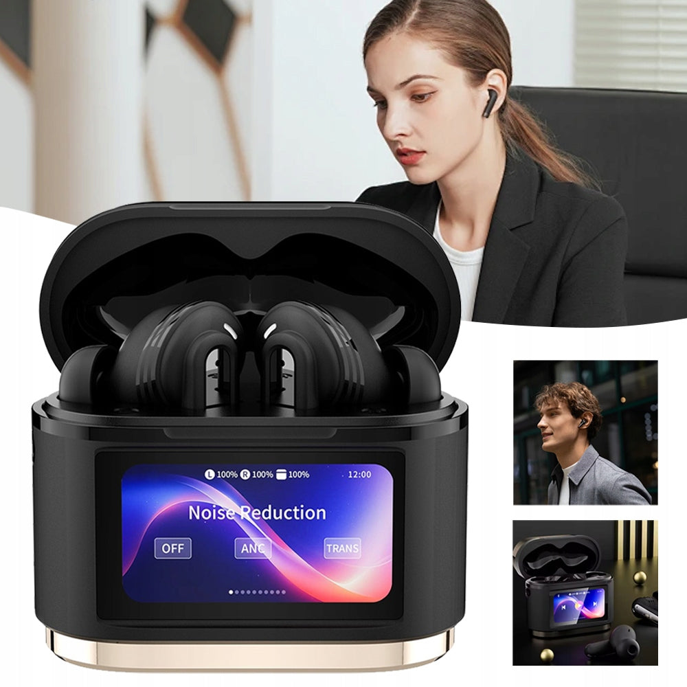 WIRELESS ANC HEADPHONES, DIGITAL TOUCH SCREEN, ACTIVE NOISE CANCELLATION Packaging status original