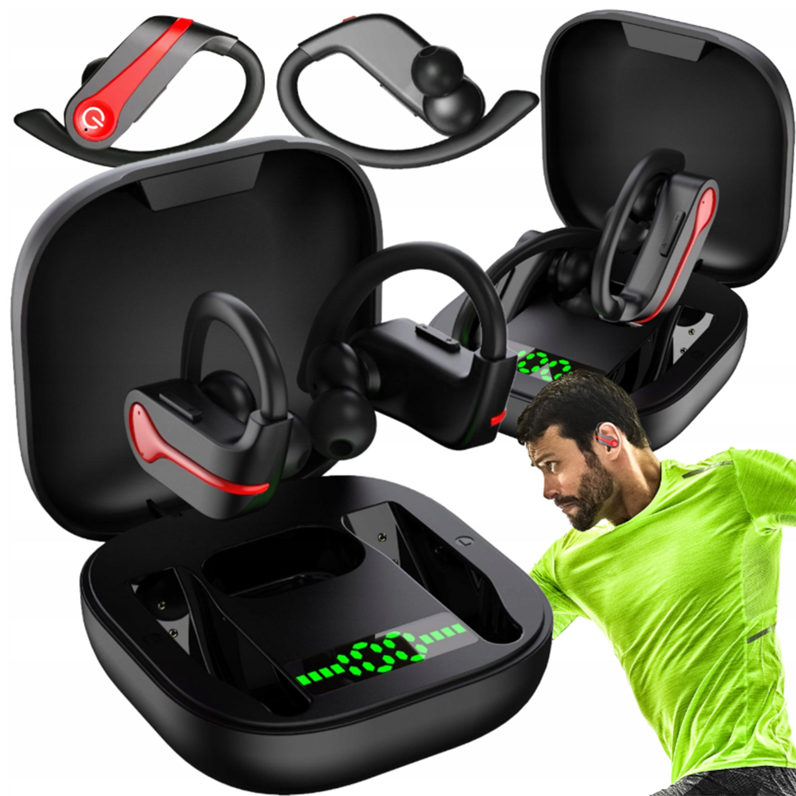 WIRELESS BLUETOOTH HEADPHONES SPORTS RUNNING POWERBANK MICROPHONE 5.1