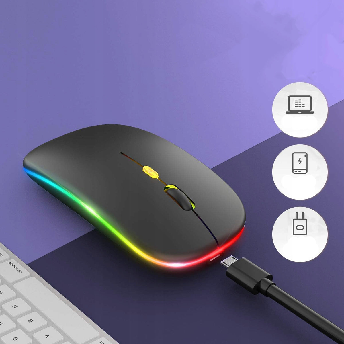 WIRELESS BLUETOOTH LED MOUSE FOR LAPTOP PC COMPUTER TV QUIET BLACK Manufacturer code WIRELESS-MOUSE-BT-USB-BLK-COLOR