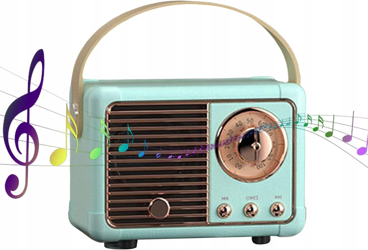 WIRELESS BLUETOOTH SPEAKER BLUE VINTAGE RETRO RADIO MINI
