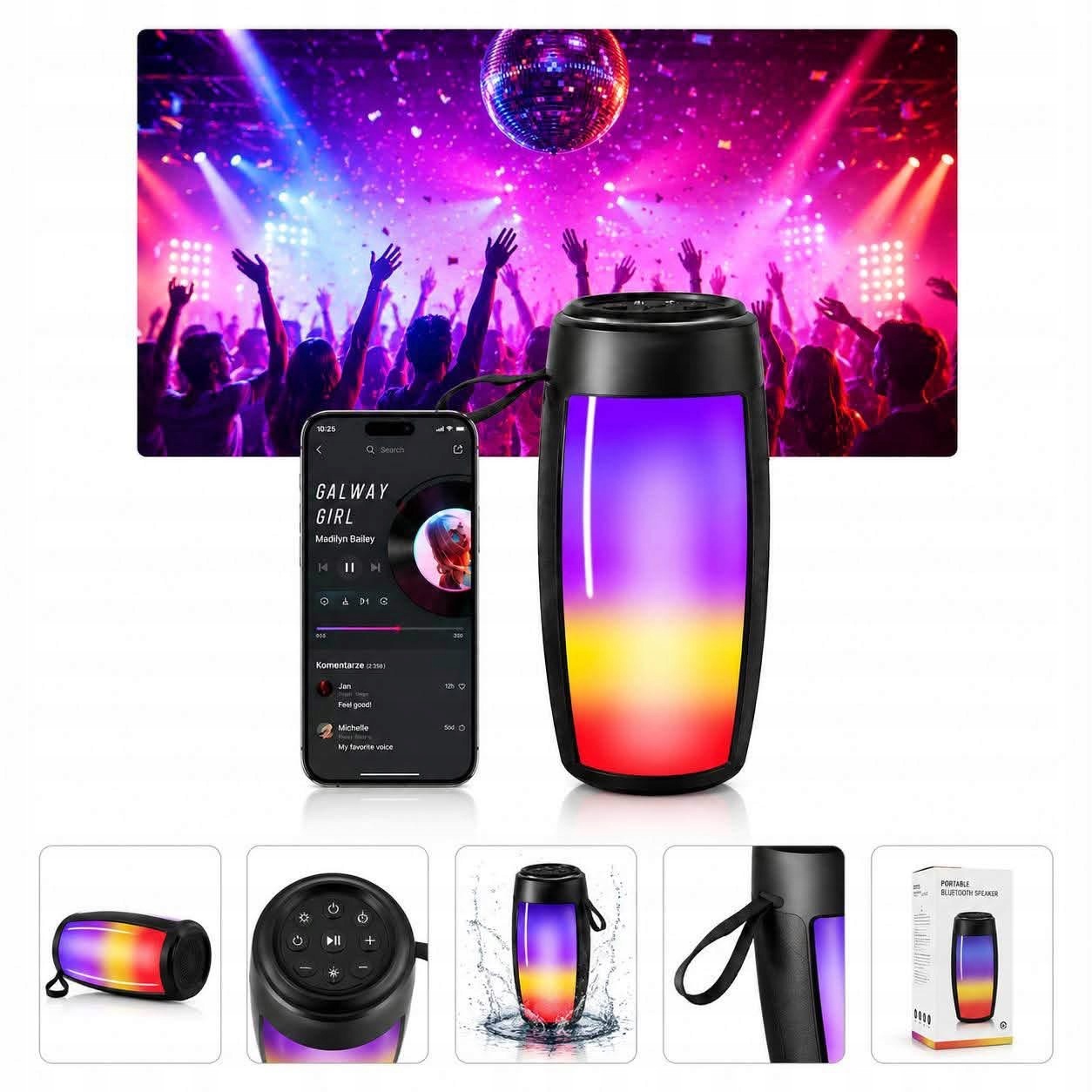 WIRELESS BLUETOOTH SPEAKER PORTABLE LED RGB MINI FOR PHONE Packaging status original
