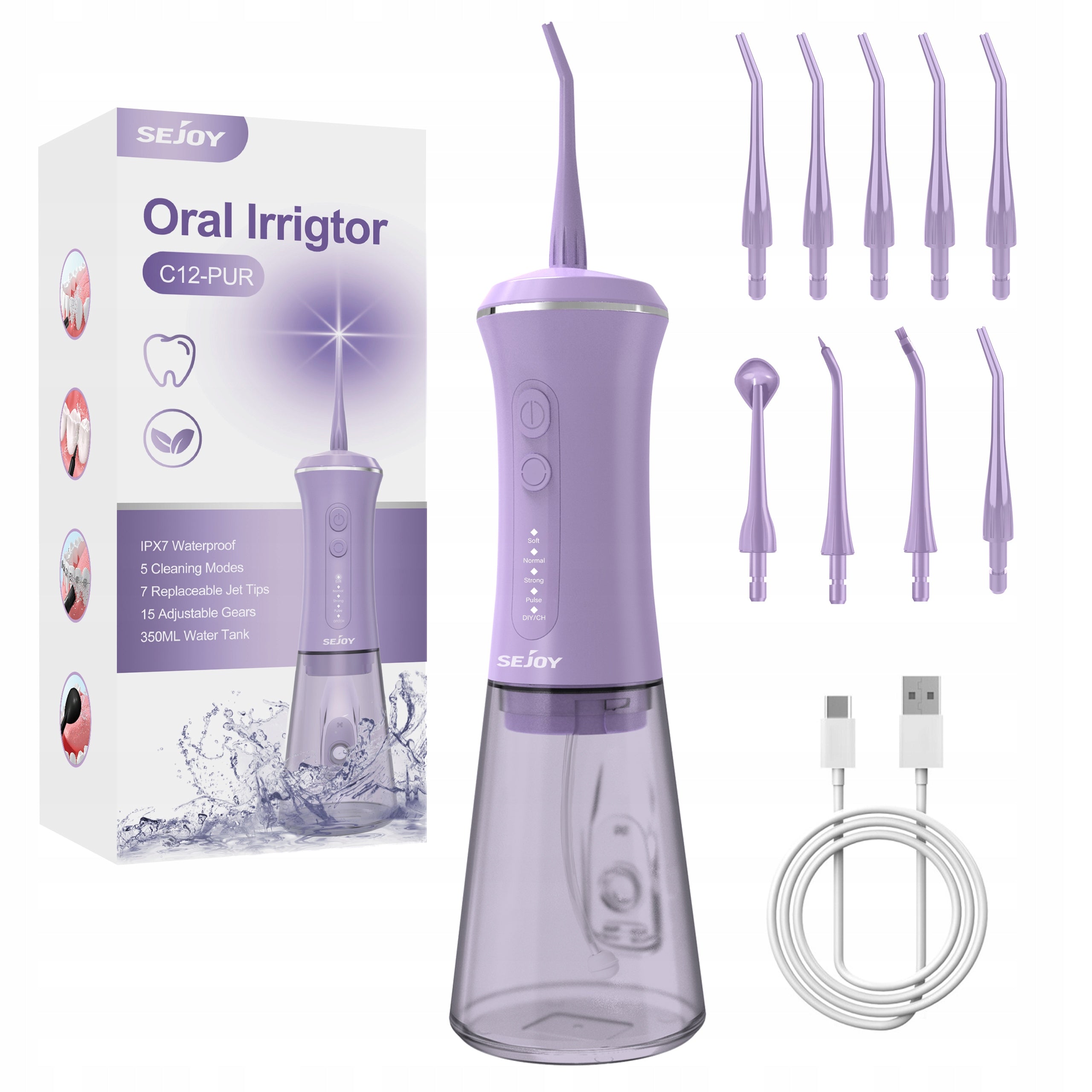 WIRELESS DENTAL IRRIGATOR 9 NOZZLES 5 OPERATING MODES 350ML