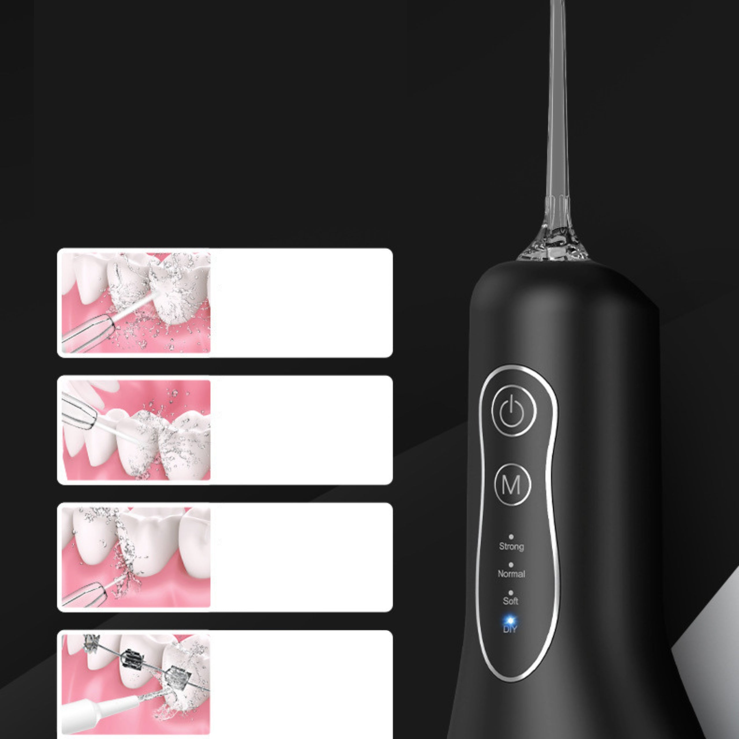 WIRELESS DENTAL IRRIGATOR STRONG 5 NOZZLES 3PULSE MODES Model DENTYSTYCZNY MOCNY