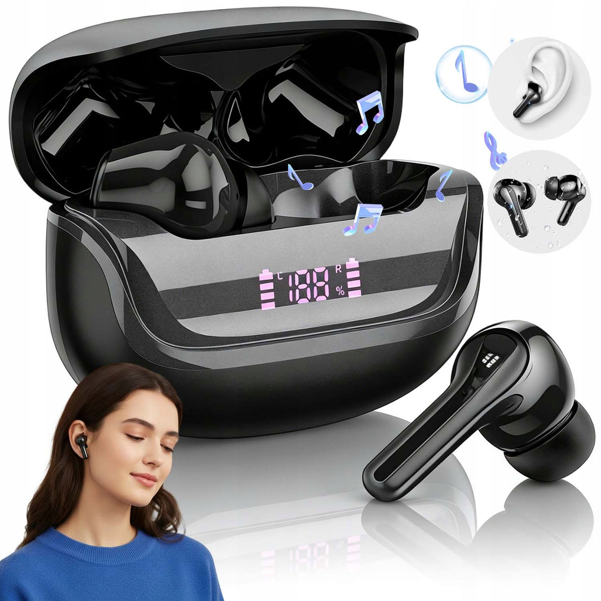 WIRELESS EARBUDS BLUETOOTH EARBUDS 5.4 WATERPROOF