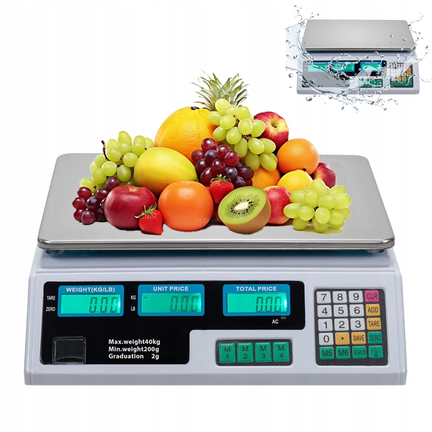 WIRELESS ELECTRIC SCALE SHOP GASTRONOMIC LCD 40KG BATTERY