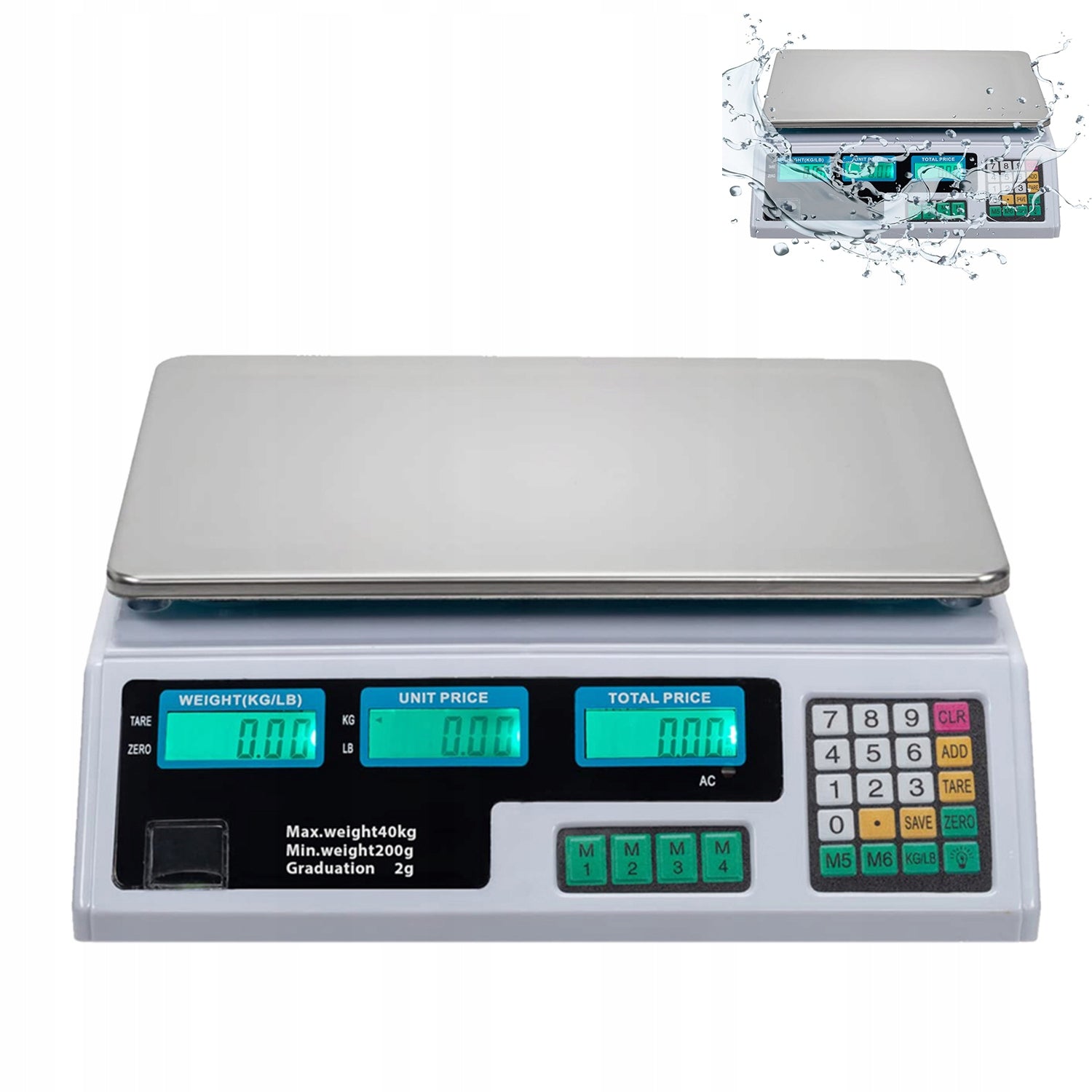 WIRELESS ELECTRIC SCALE SHOP GASTRONOMIC LCD 40KG BATTERY