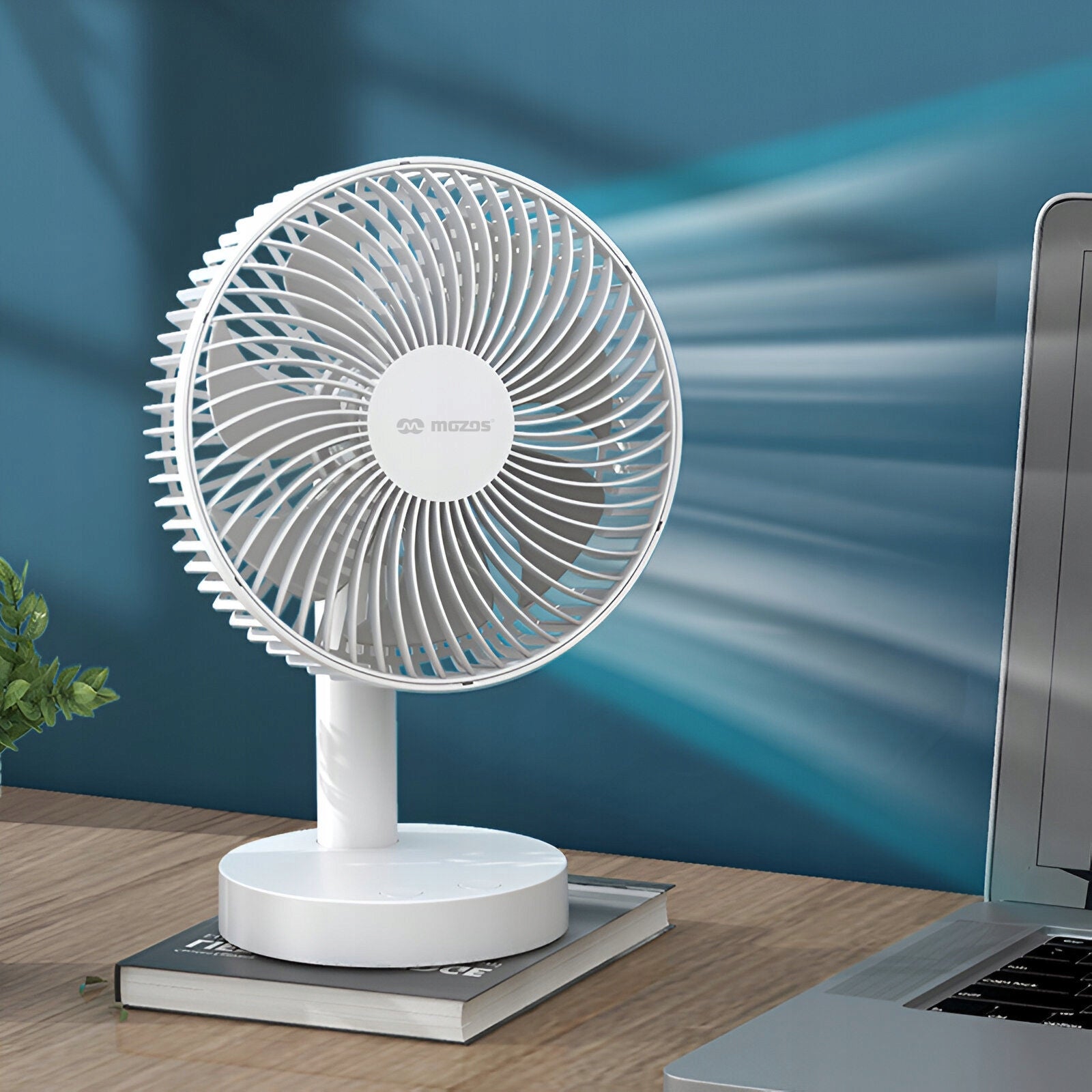 WIRELESS FAN WITH BATTERY 4 POWER LEVELS SMALL PORTABLE WHITE Included equipment USB cable