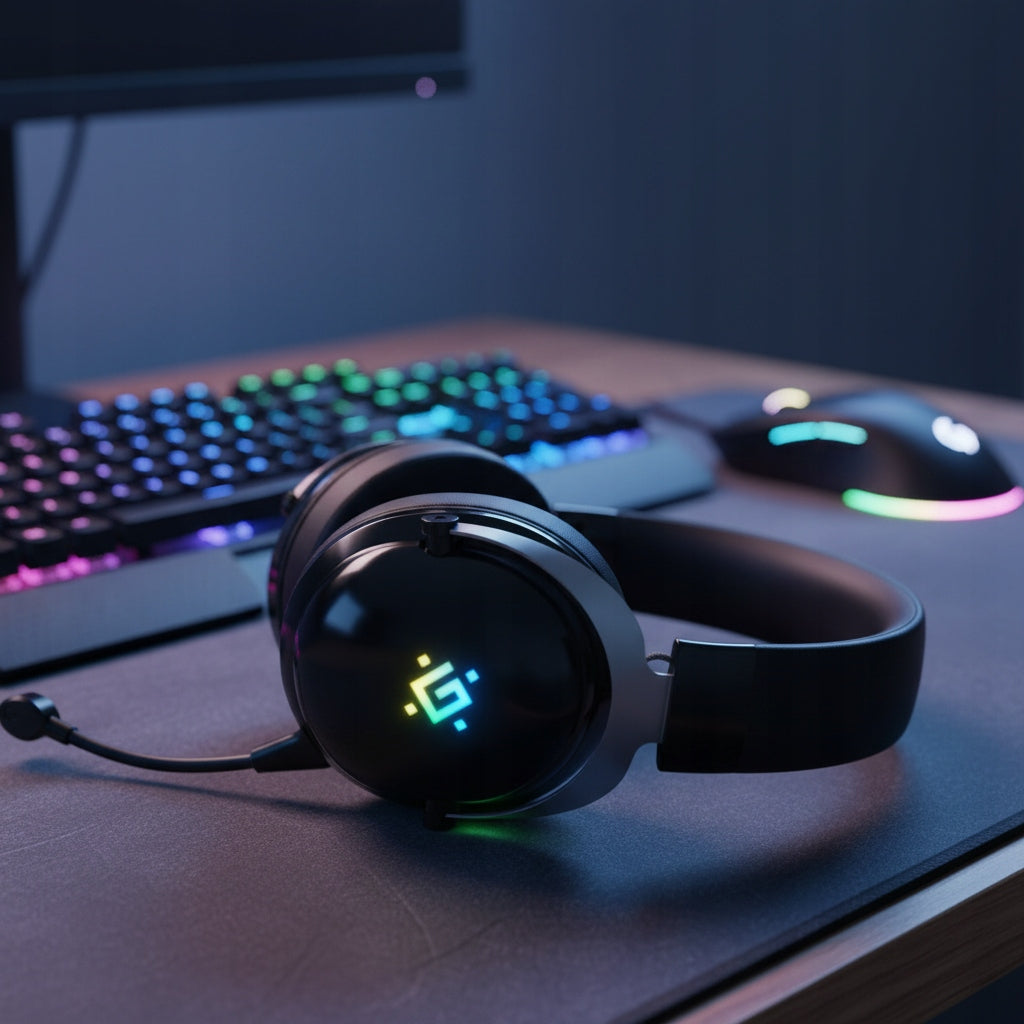 WIRELESS GAMING Headphones with On-Ear Microphone BLUETOOTH BLACK LED Packaging status original
