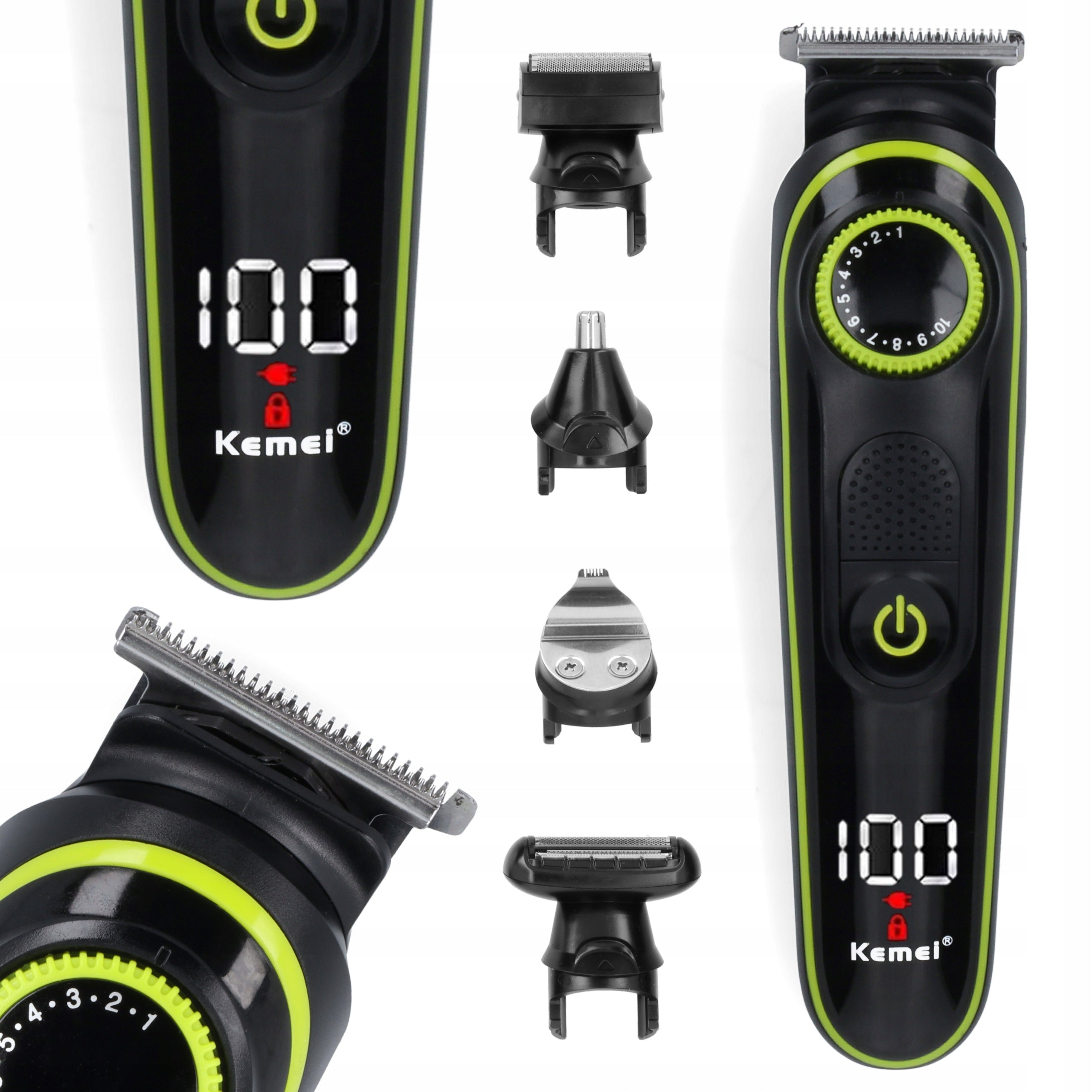 WIRELESS HAIR TRIMMER SET 5IN1 KEMEI BARBER USB KM-696