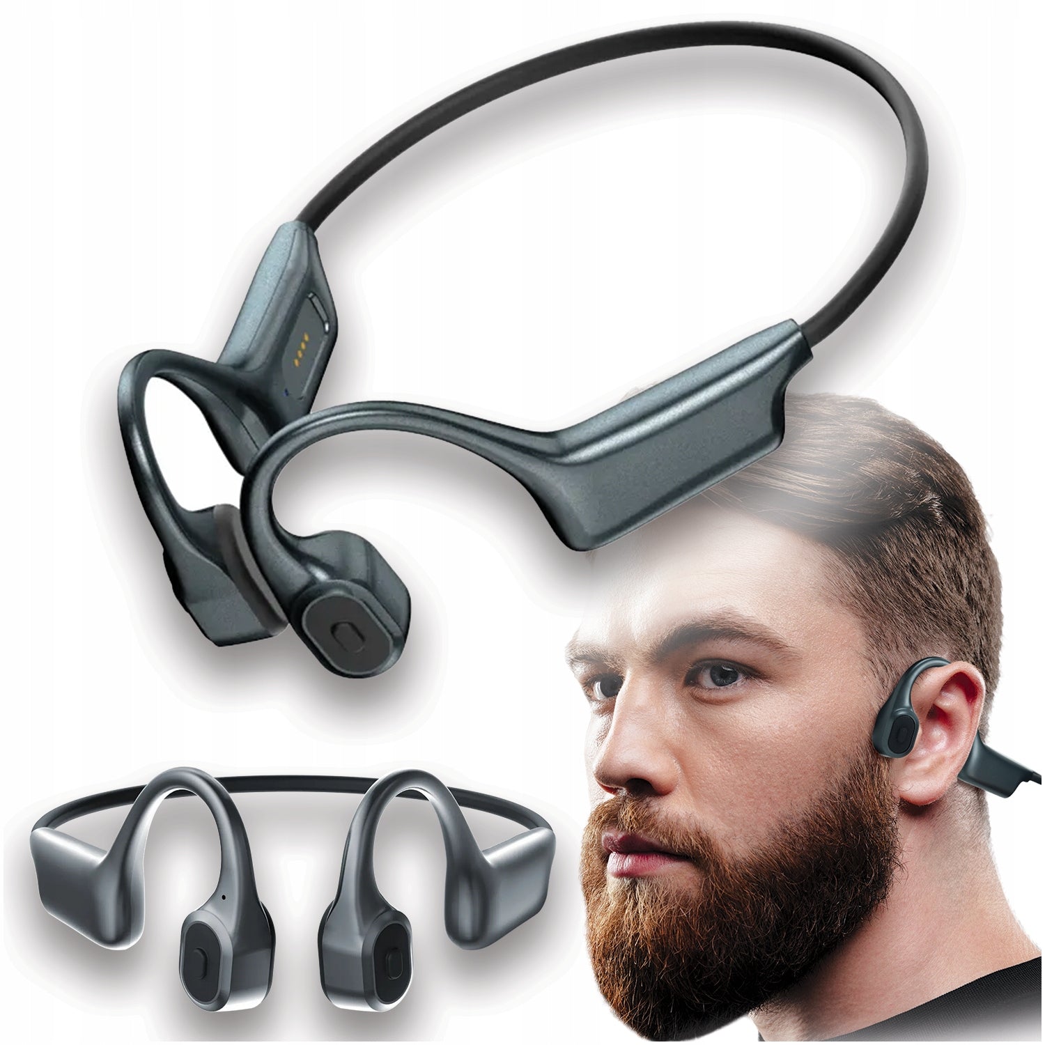 WIRELESS HEADPHONES BONE CONDUCTION SPORTS BLUETOOTH IPX BEHIND-THE-EAR