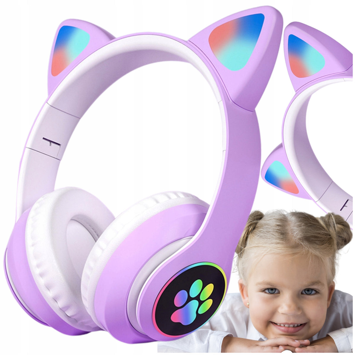 WIRELESS HEADPHONES FOR KIDS MICROPHONE EARS BLUETOOTH LED FOR GIFT