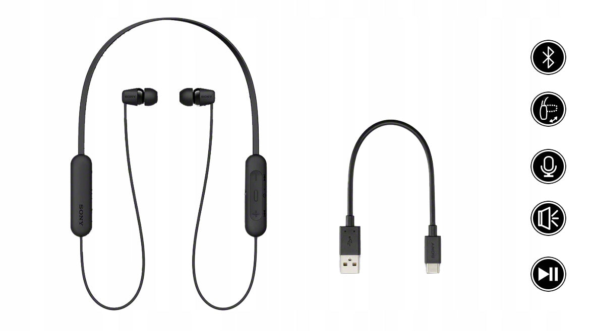 WIRELESS HEADPHONES SONY WI-C200 IPX4 BT 5.0 VOICE ASSISTANT 15h Manufacturer code EU_1573658
