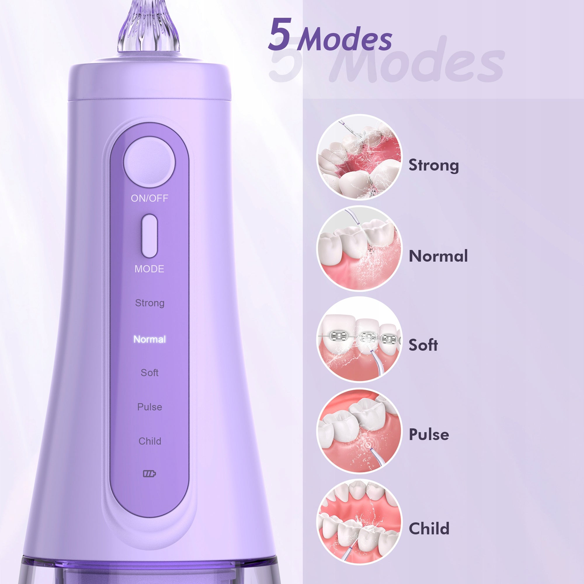 WIRELESS IRRIGATION OF TEETH 5 MODES/6 NOZZLES, 350ML Manufacturer code CYQ-AOW11-PUR