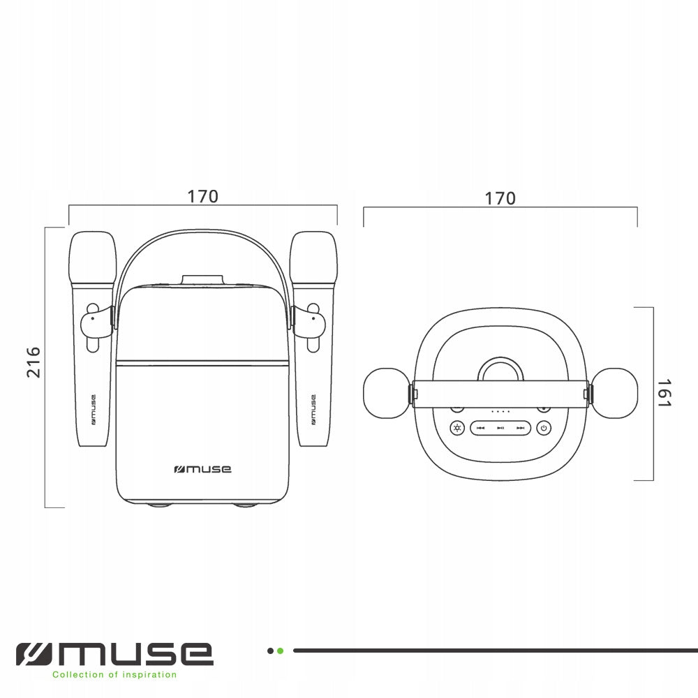 WIRELESS KARAOKE PARTY SPEAKER MUSE 2 BLUETOOTH MICROPHONES EQ LED Manufacturer code M-530 KA