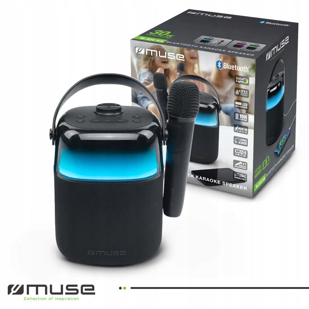 WIRELESS KARAOKE PARTY SPEAKER MUSE BLUETOOTH MICROPHONE EQ LED Brand Muse