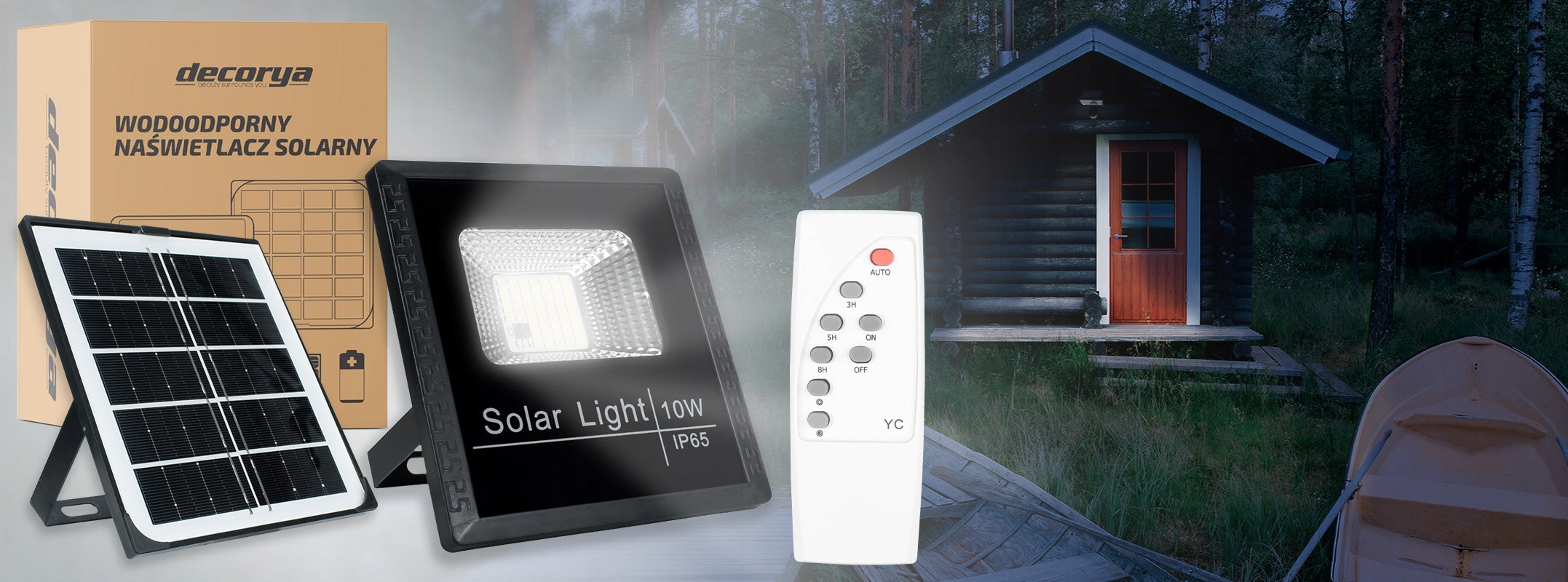WIRELESS LED FLOODLIGHT HALOGEN SOLAR LAMP DUSK SENSOR REMOTE CONTROL Color black