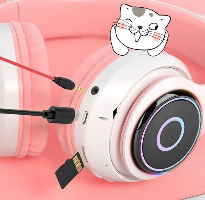 WIRELESS ON-EAR HEADPHONES CAT EARS BLUETOOTH LED RGB FOR BABY Manufacturer code 237218393