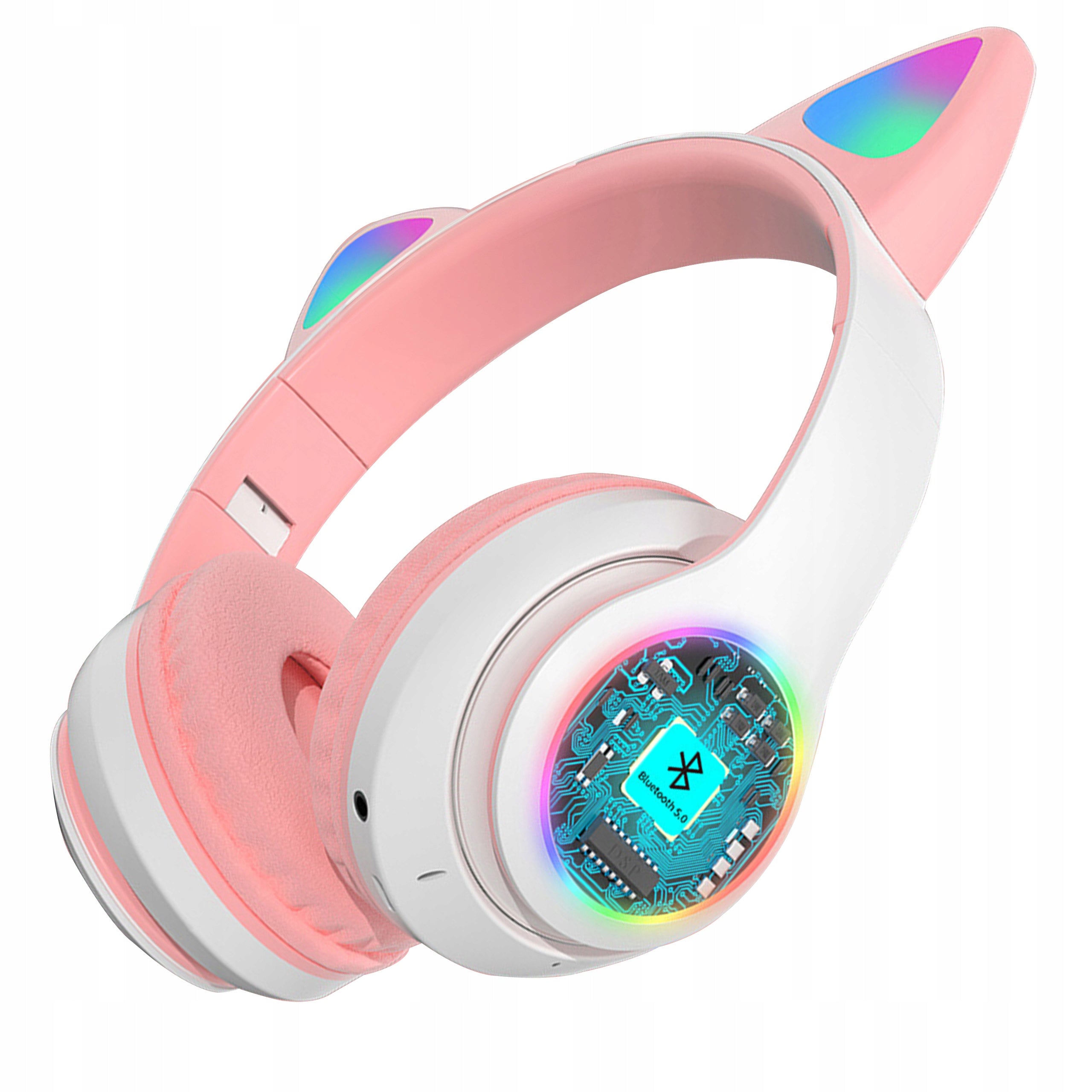 WIRELESS ON-EAR HEADPHONES CAT EARS FOR KIDS BLUETOOTH RGB MUSIC Packaging status original