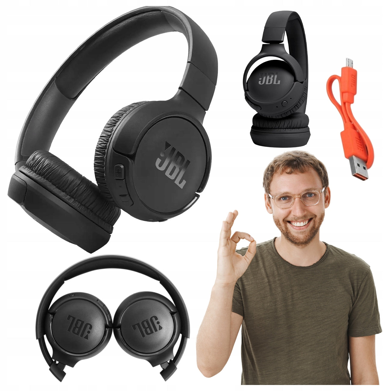 WIRELESS ON-EAR HEADPHONES JBL TUNE 520BT BLUETOOTH BLACK BASS MIC