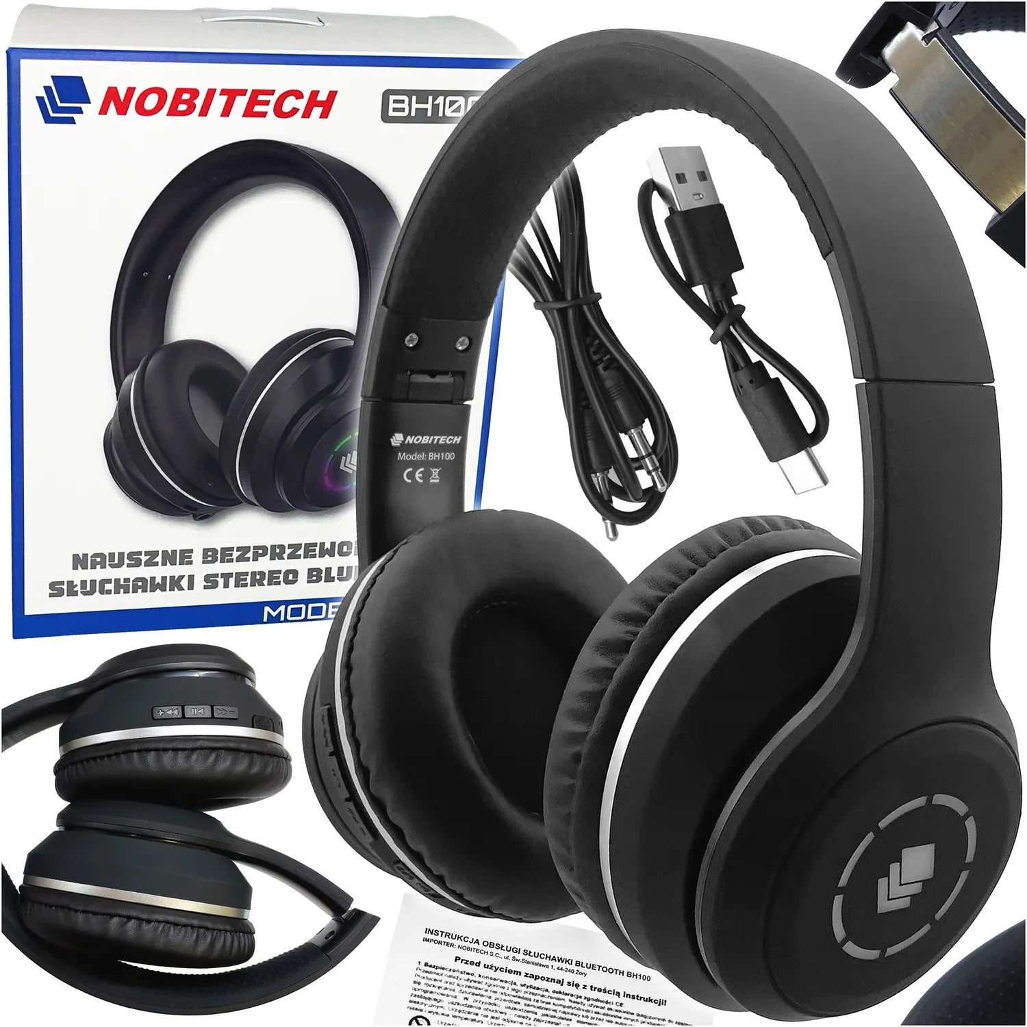 WIRELESS ON-EAR HEADPHONES WITH MICROPHONE BLUETOOTH LED RGB ADJUSTMENT