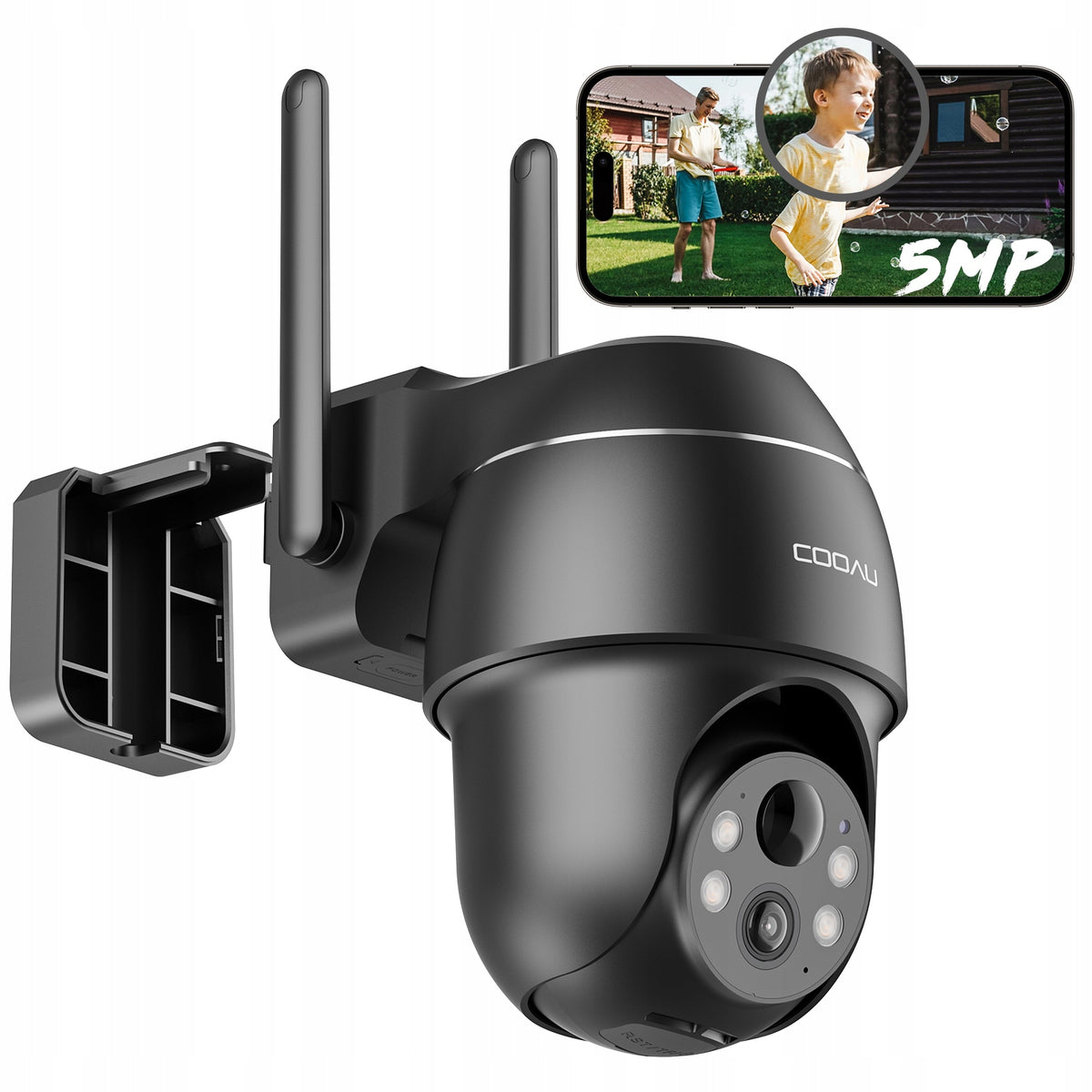 WIRELESS OUTDOOR ROTATING CAMERA WIFI IP BLACK 5Mpx MONITORING