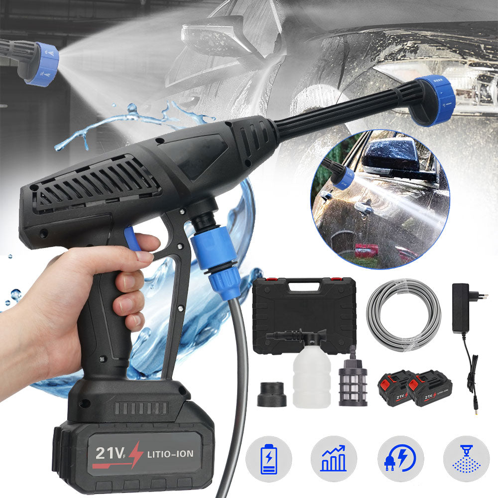 WIRELESS PRESSURE WASHER 5M HOSE FILTER NOZZLE 6IN1 FOAM CONTAINER 350ML