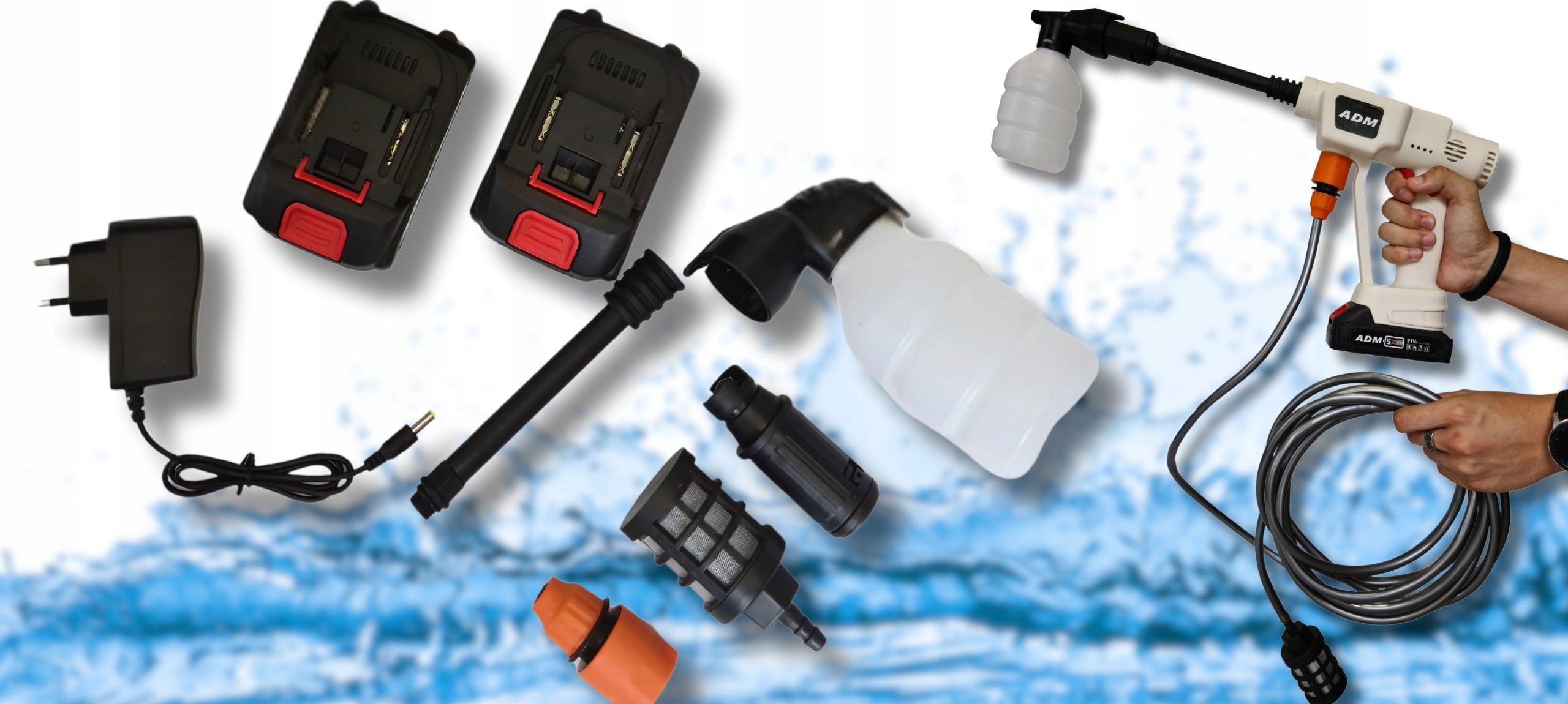 WIRELESS PRESSURE WASHER FOR CAR WASH BATTERY + SHAMPOO LIQUID Packaging status original