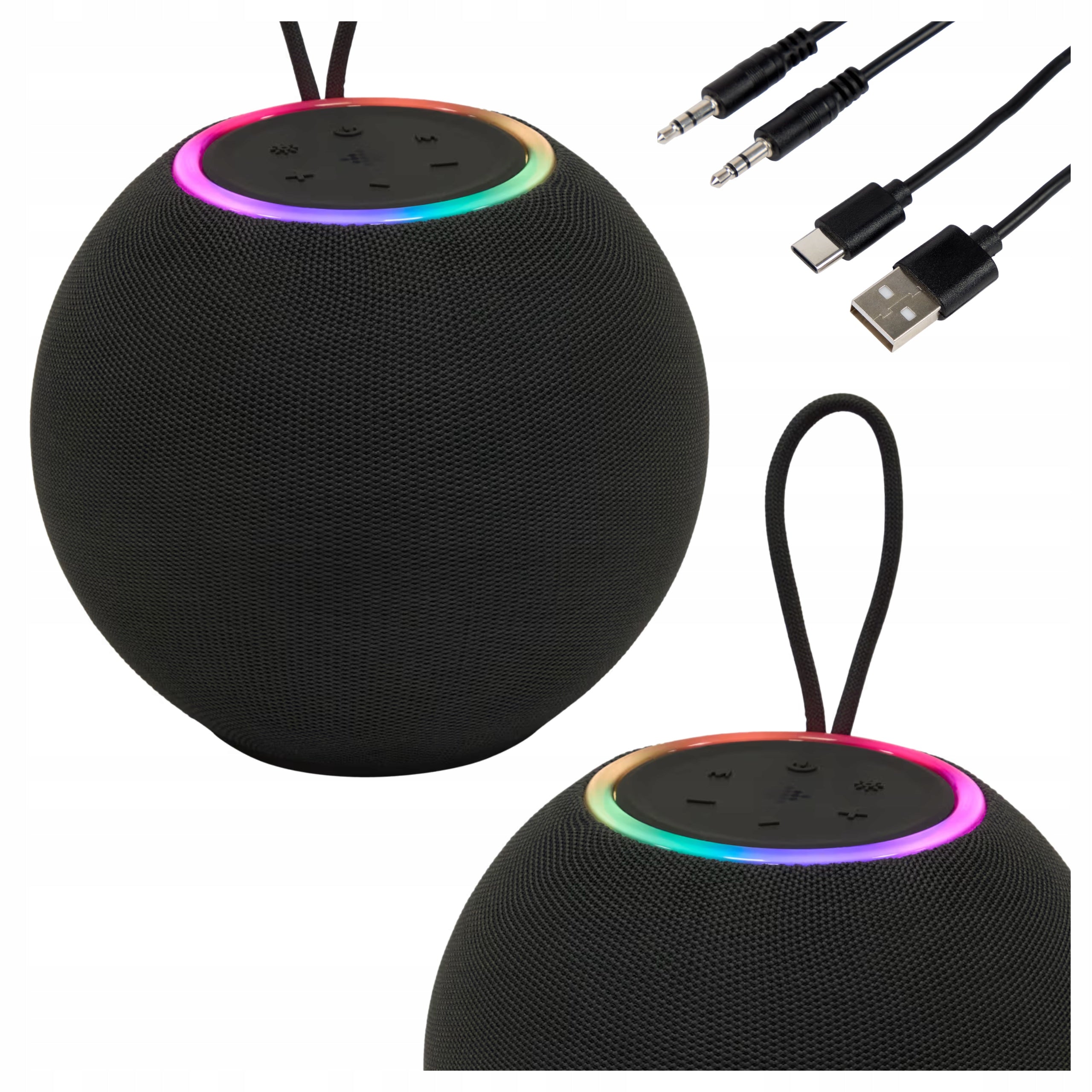 WIRELESS SPEAKER LARGE GLOWING PORTABLE BLUETOOTH FOR PHONE BLACK