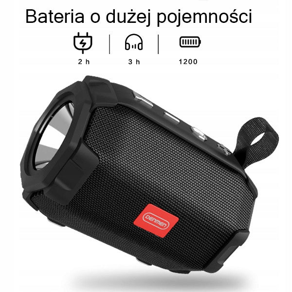 WIRELESS SPEAKER PORTABLE BLUETOOTH BOOMBOX RADIO FM USB AUX FLASHLIGHT Brand Denmen