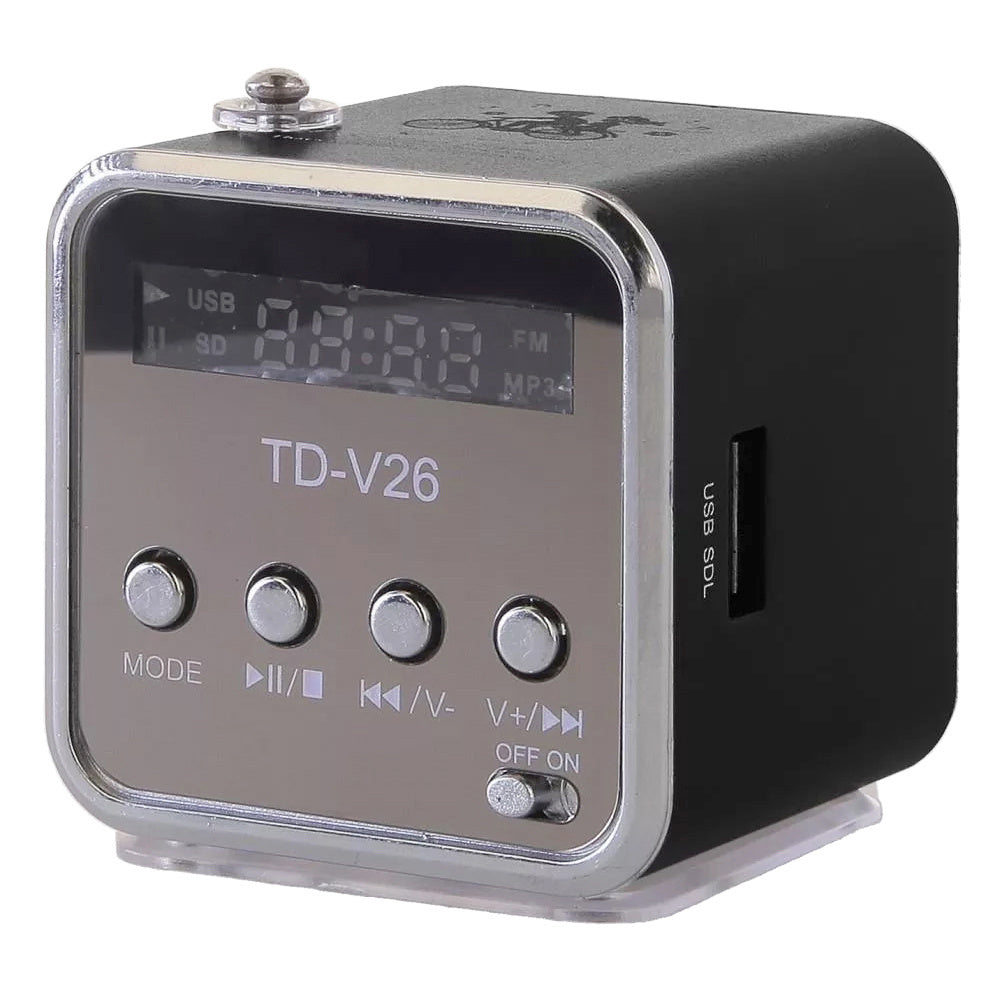 WIRELESS SPEAKER PORTABLE MINI RADIO FM LED BLUETOOTH MICROSD BLACK Manufacturer code 06211_CZ