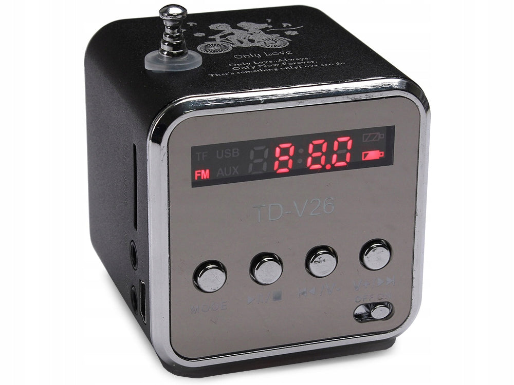 WIRELESS SPEAKER PORTABLE MINI RADIO FM LED BLUETOOTH MICROSD BLACK
