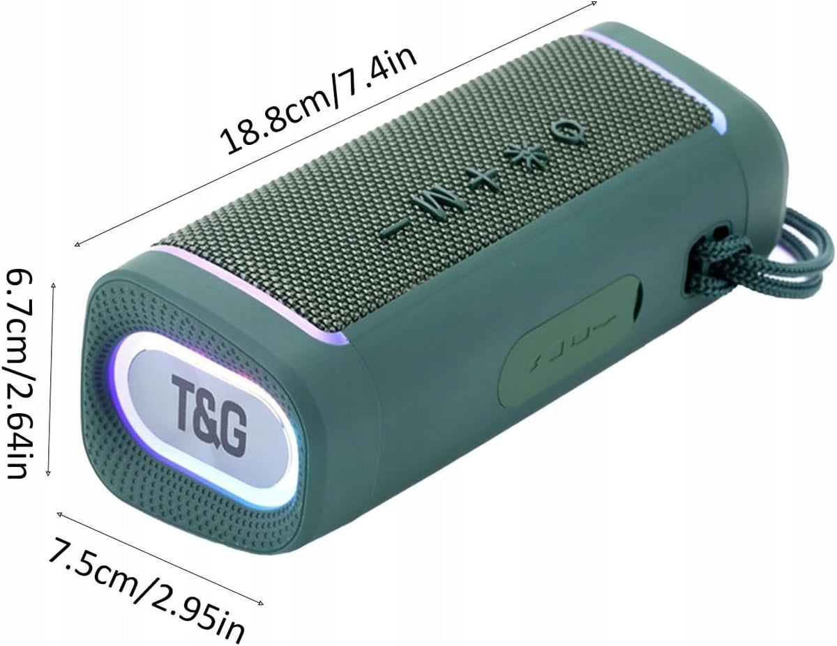 WIRELESS SPEAKER T&G TG375 BASS RADIO BLUETOOTH LED MICROPHONE GREEN Batteries included no