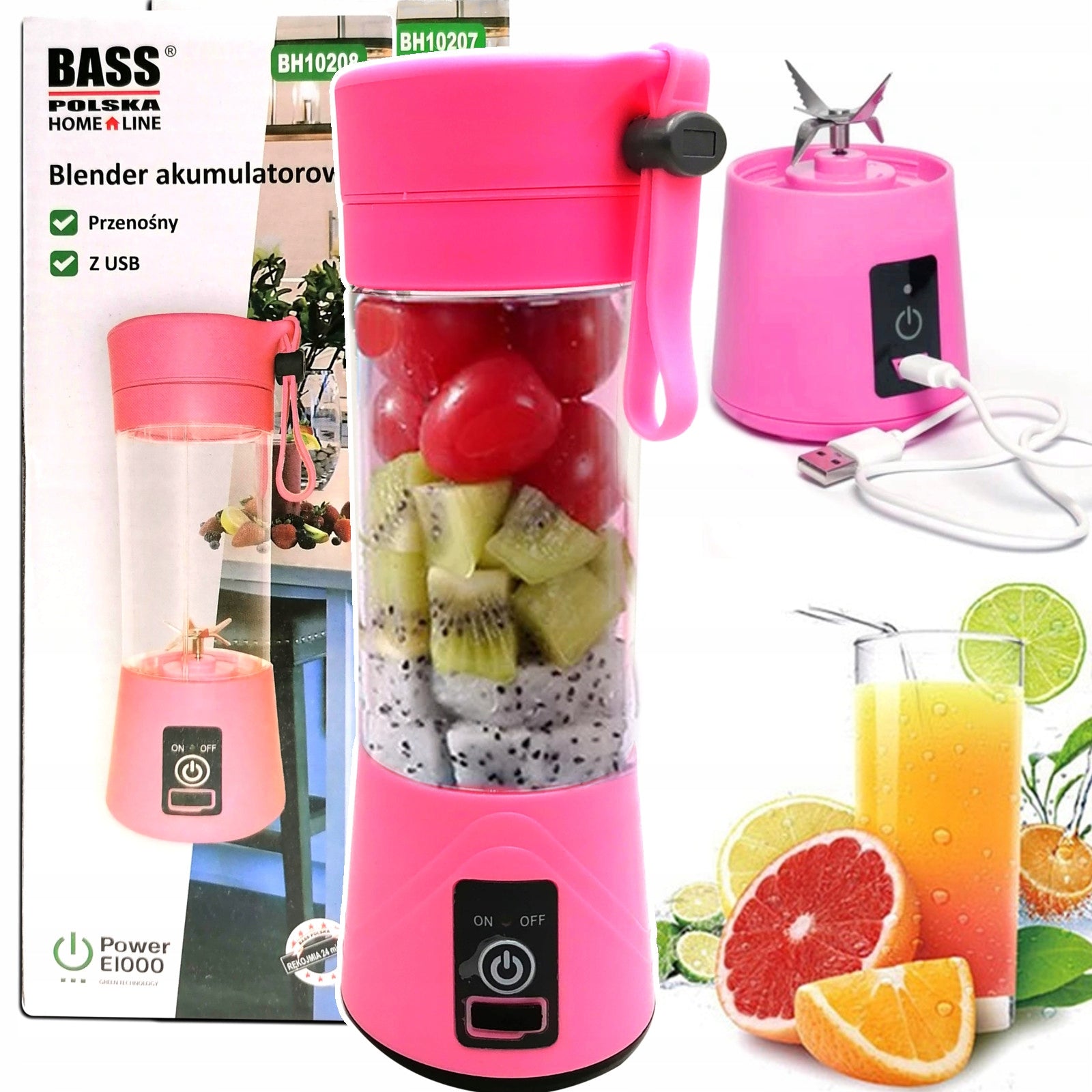 WIRELESS USB Hand Blender Pink 25W Brand Bass