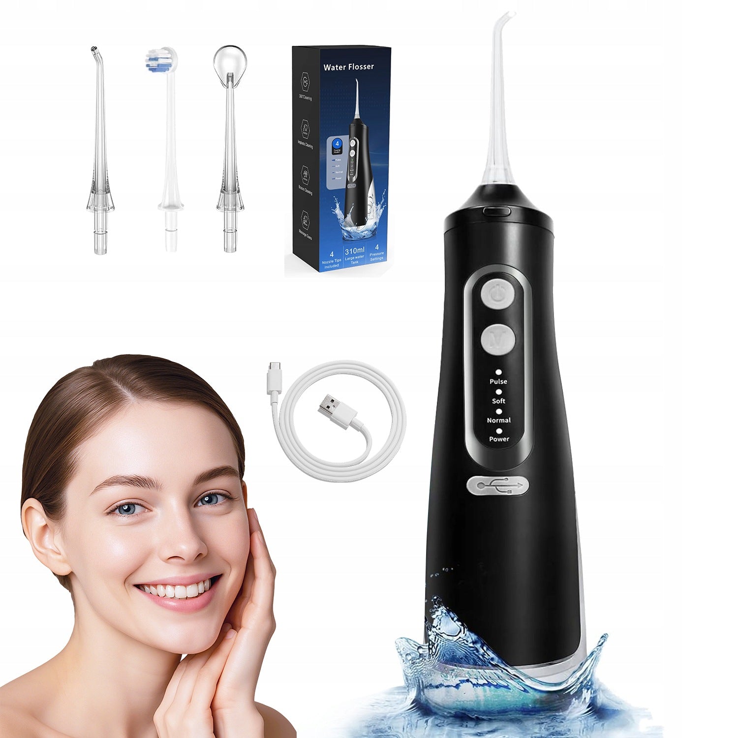 WIRELESS WATER IRRIGATOR 310ML 4 CLEANING MODES IPX7 1500MAH TEETH