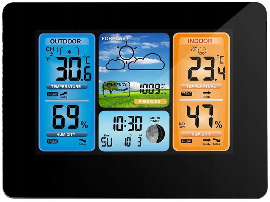 WIRELESS WEATHER STATION WEATHER HYGROMETER DCF CLOCK DATE + SENSOR Brand RETOO