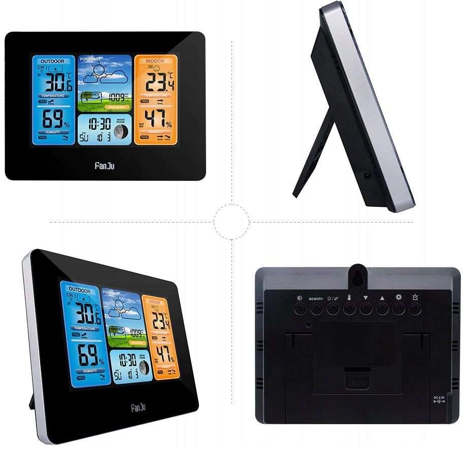 WIRELESS WEATHER STATION WEATHER HYGROMETER DCF CLOCK DATE + SENSOR Packaging status original