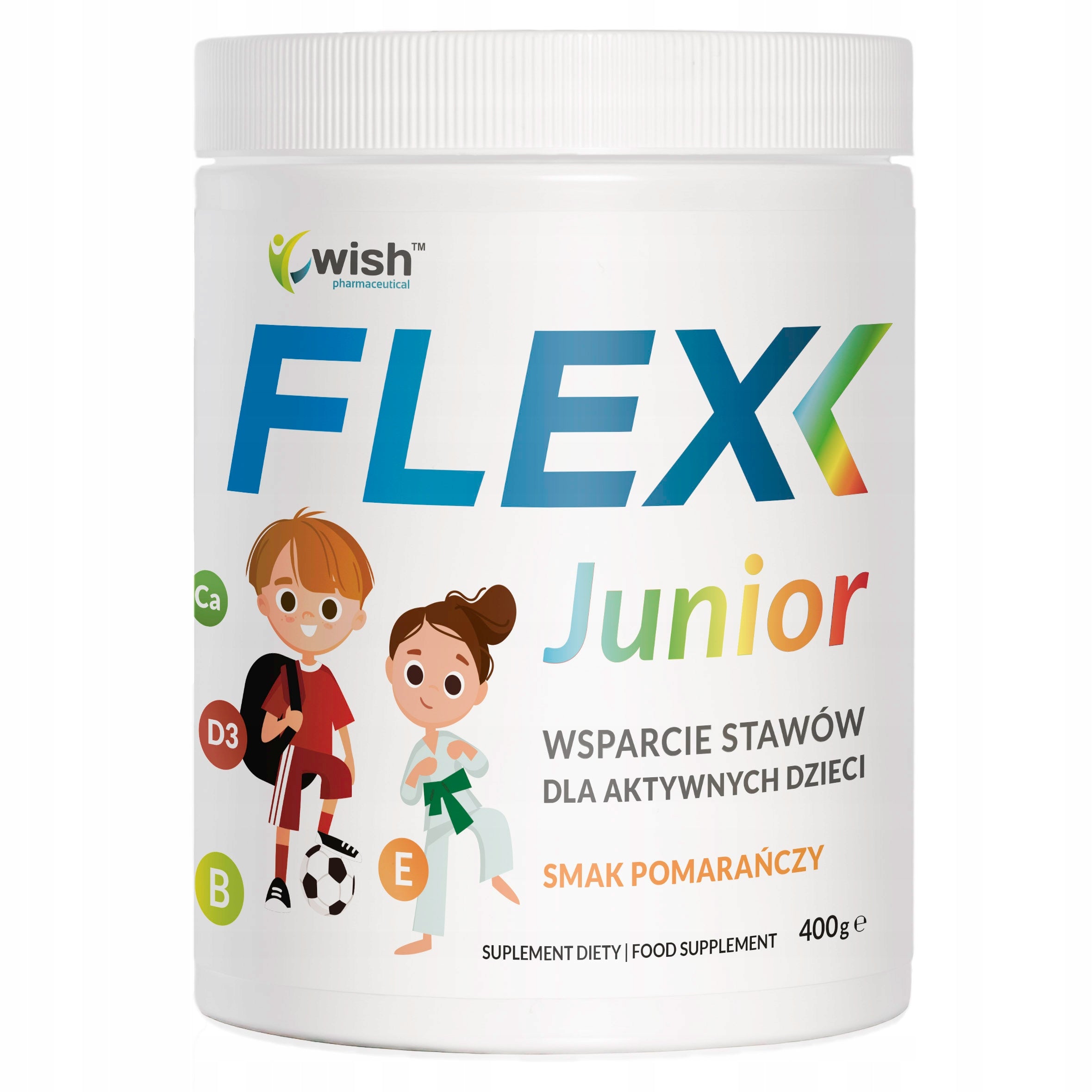 WISH FLEX JUNIOR Collagen Orange Joints Calcium Bone Magnesium Vitamins 400 g