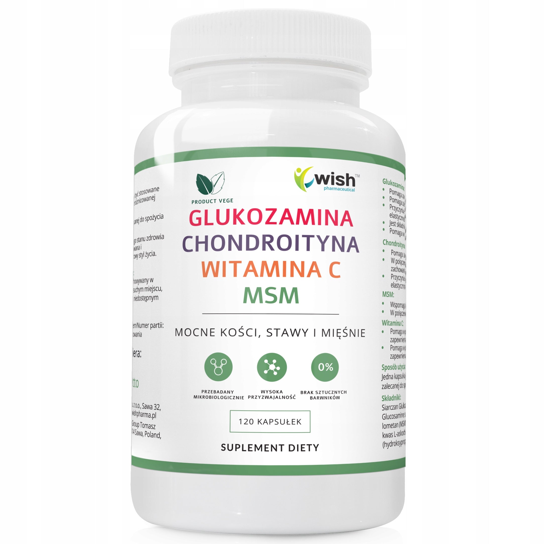 WISH GLUCOSAMINE CHONDROITIN MSM VITAMIN C VEGE 120capsules