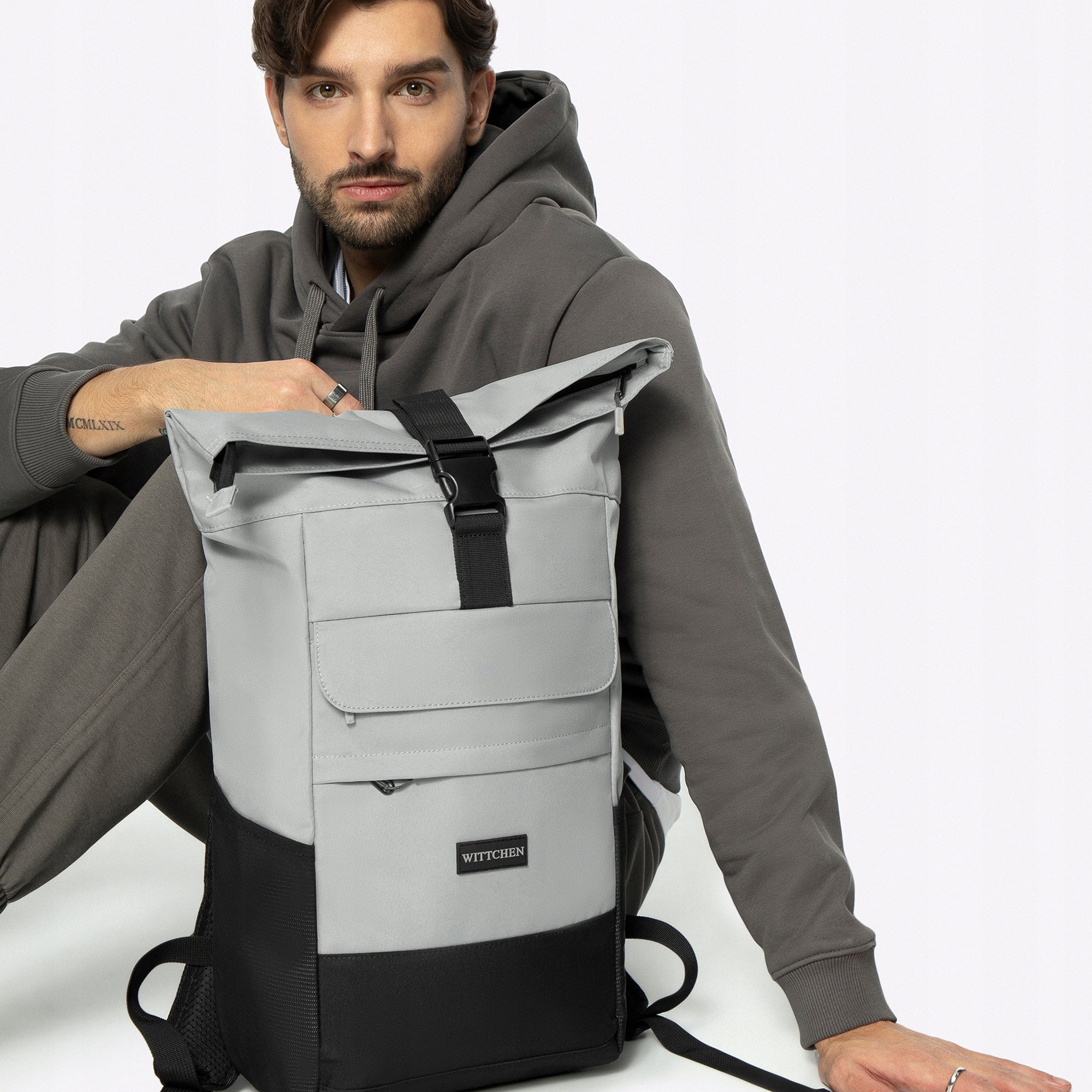 WITTCHEN backpack on board aircraft grey - black Main pattern plain