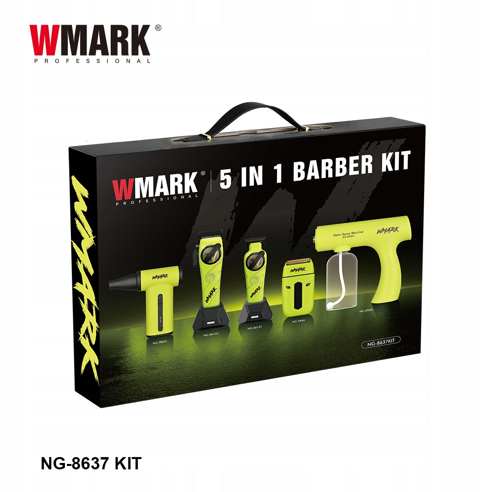 WMARK NG-8637G Barber Set 5in1 Trimmer Shaver Blower Accessories Brand WMARK