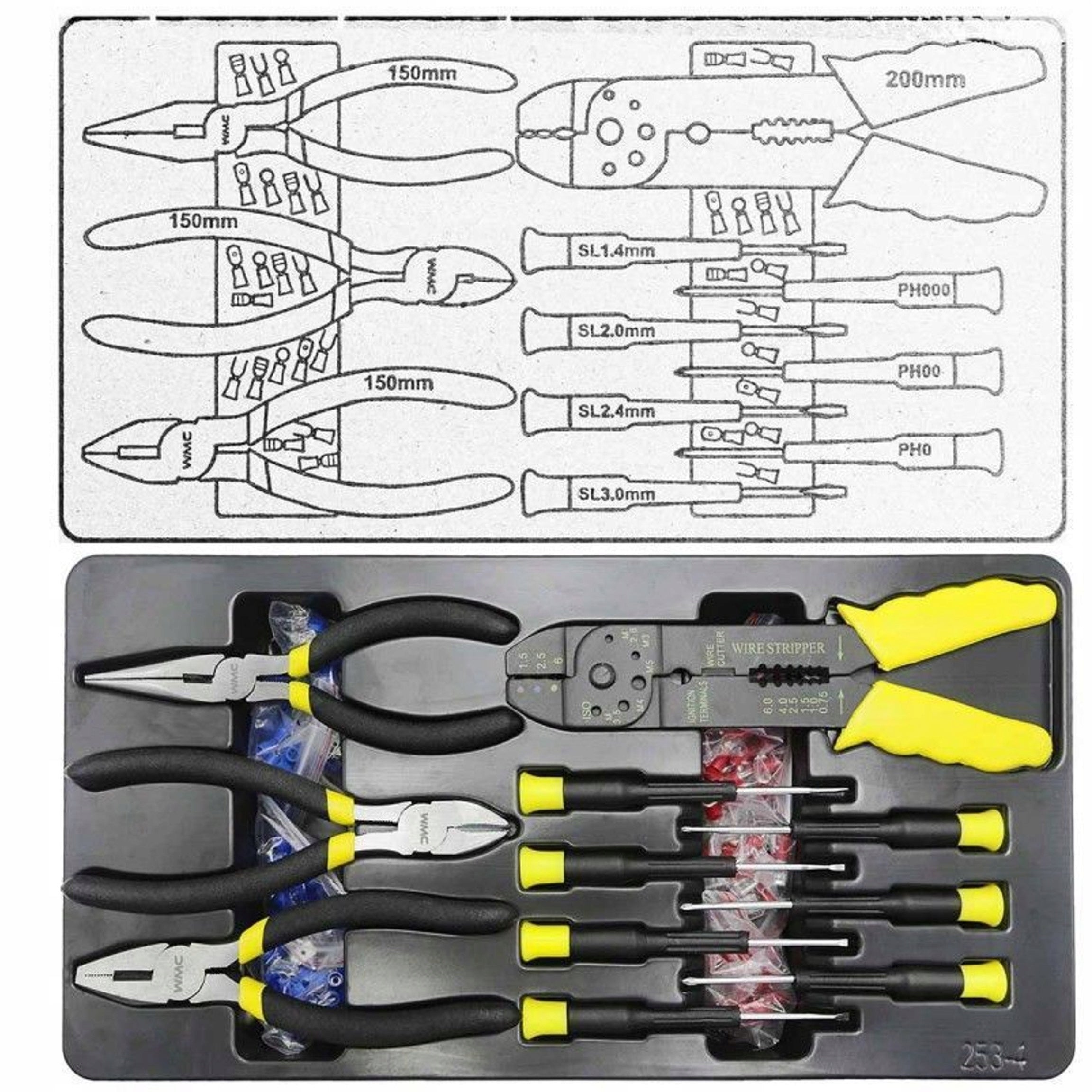 WMC Large TOOL SET 257 ELEMENTS WRENCHES CAPS ratchet SCREWDRIVERS Brand WMC Tools