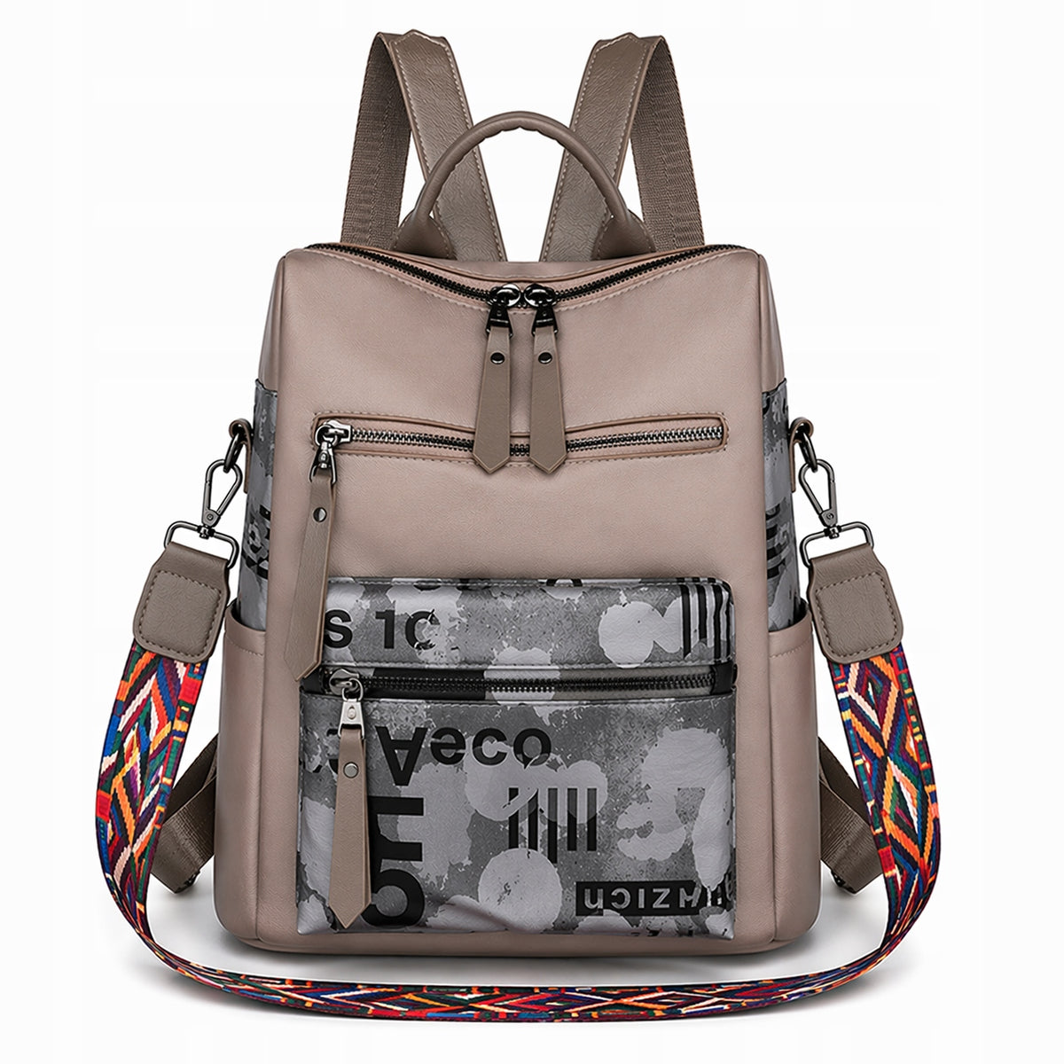 WOMEN'S BACKPACK BEIGE SMALL BACKPACK CITY SHOULDER BAG LIGHT 2IN1 Brand Imiti