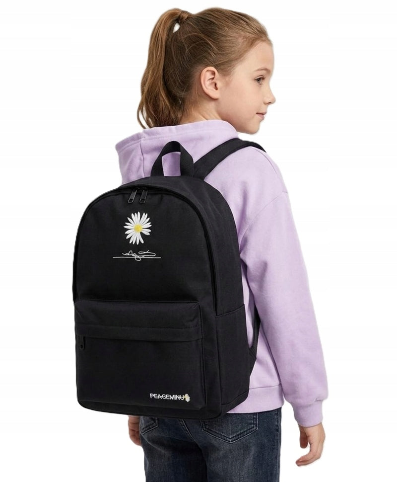 WOMEN'S BACKPACK BLACK YOUTH SCHOOL HIKING SOLID LIGHTWEIGHT Brand Terra Moda