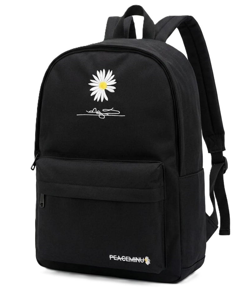 WOMEN'S BACKPACK BLACK YOUTH SCHOOL HIKING SOLID LIGHTWEIGHT