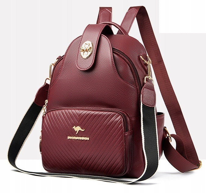 WOMEN'S BACKPACK BURGUNDY CITY BACKPACK FOR WORK FAUX LEATHER BAG Brand Imiti