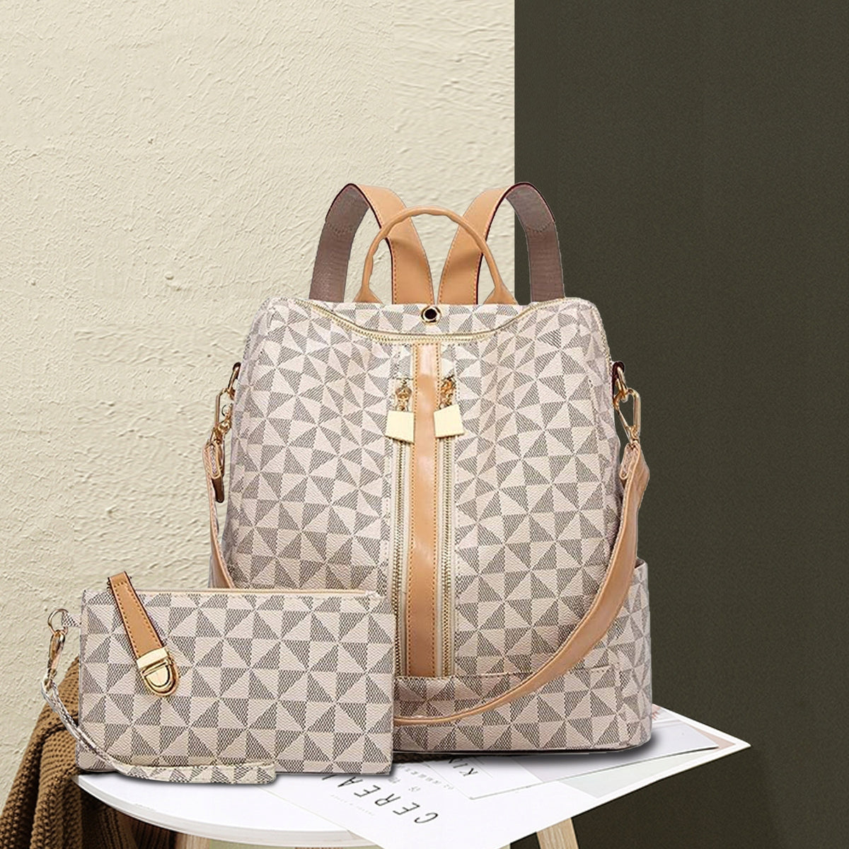 WOMEN'S BACKPACK HANDBAG 2IN1 STYLISH LEATHER FOR WORK SHOPPER CAPACIOUS Packaging status original