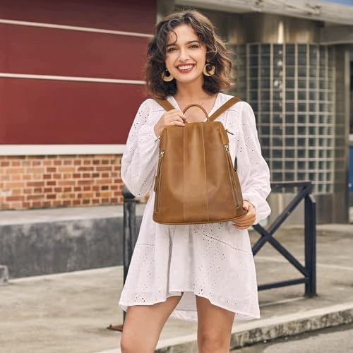 WOMEN'S BACKPACK LEATHER BROWN WITH STORAGE ANTI-THEFT FOR WOMAN Manufacturer code SWC5908151041123