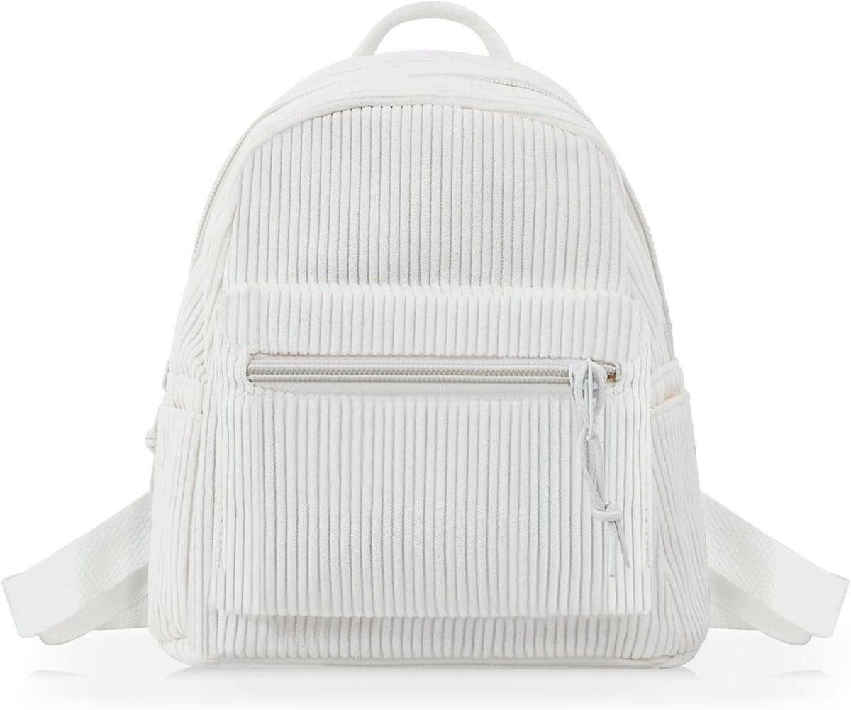 WOMEN'S BACKPACK MINI CORDUROY WHITE CASUAL FOR TRIPS