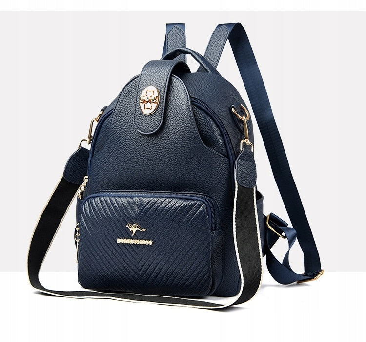 WOMEN'S BACKPACK NAVY BLUE CITY BACKPACK FOR WORK FAUX LEATHER BAG Brand Imiti